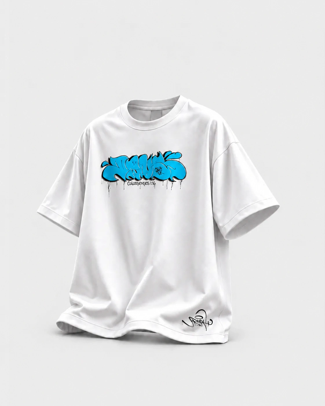 Camiseta branca DEUS CREATOR · arte frontal